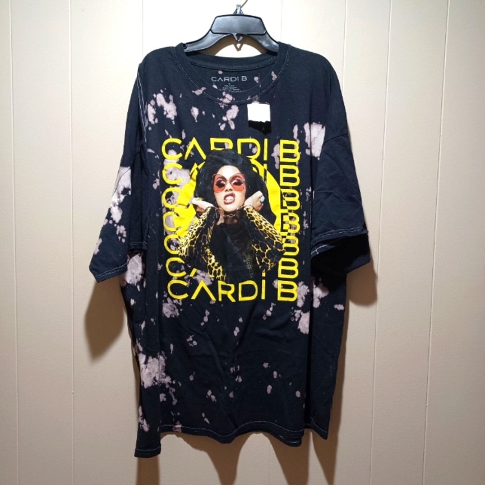 Cardi B Black Tie Dye Concert Graphic Tee Shirt 2X